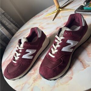 New Balance 574 Maroon and White Sneakers
